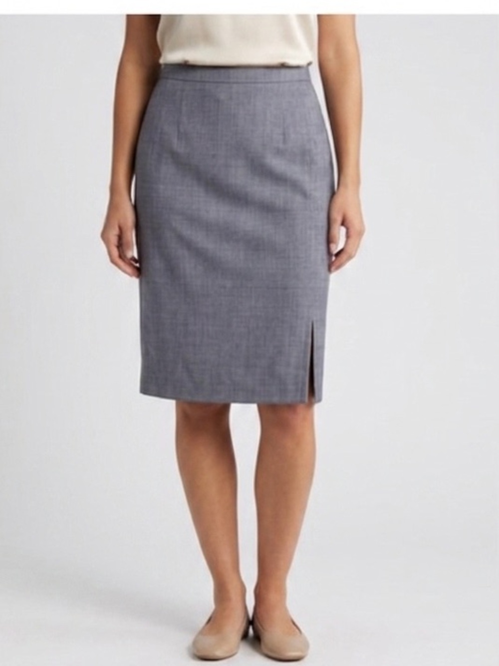 Halogen Gray Plaid Pencil Skirt Size 12 Side Slit Office Career